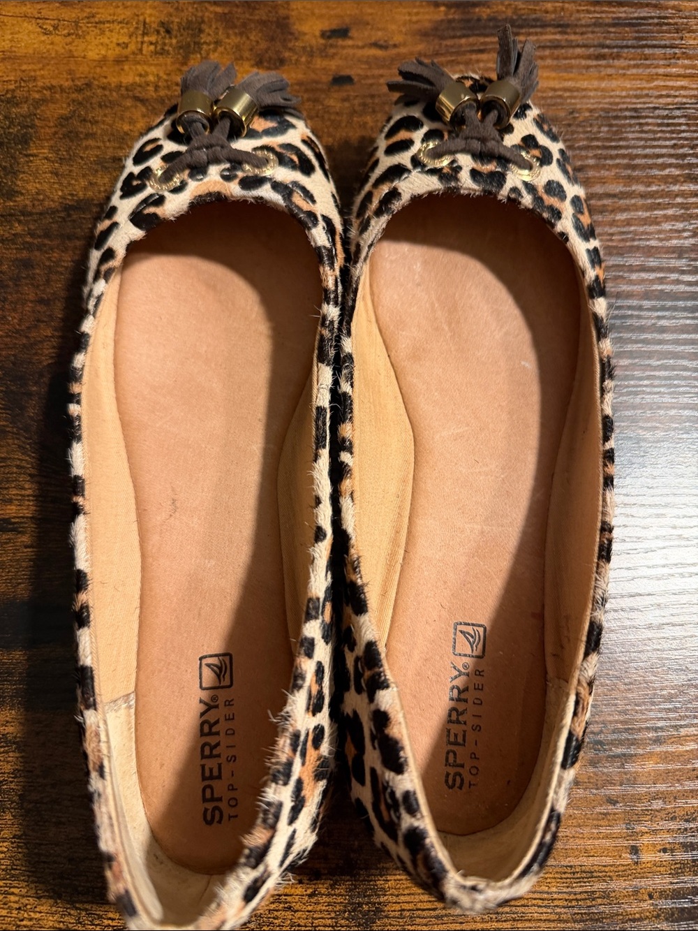 Sperry Leopard Print Tassel Ballet Flats - Brown/Black